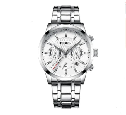 Stylish Men's Black Gold Steel Sports Watch with 3 Eyes