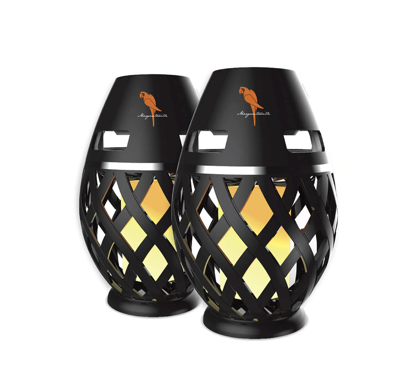 Margaritaville Tiki Torch - Waterproof Bluetooth Speaker Portable Party Speaker with Flickering LED Lights Perfect for Travel Parties Yards and Pools (2 Pack)