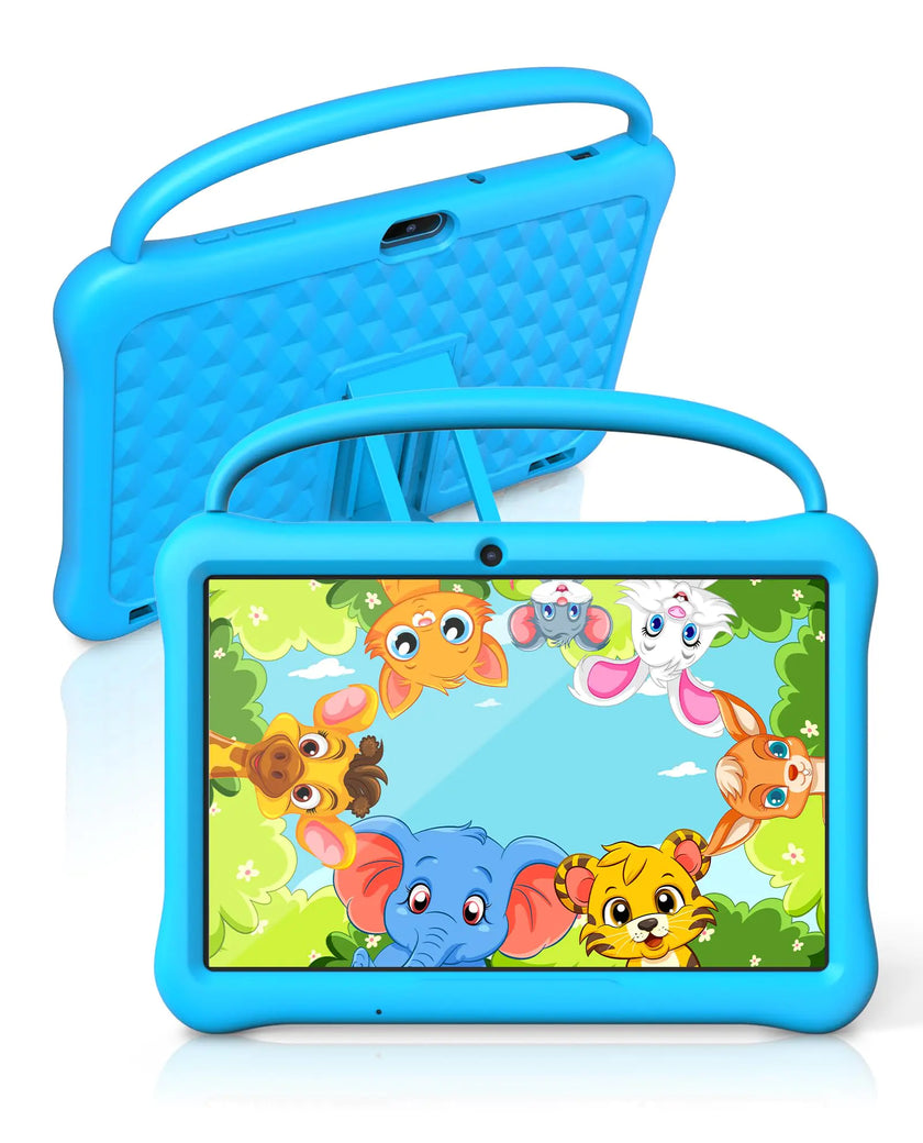 PUTECCH Kids Tablet 10 inch Android 13 Tablet for Kids 2GB RAM 64GB ROM Quad-Core CPU Toddler Tablets Kids Space IPS HDTouch Screen Shockproof Case Parental Control WiFi Camera(Blue)