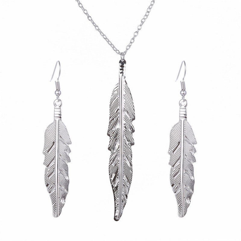 Creative Leaf Jewelry Set - Necklace & Earrings