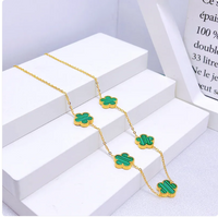 Elegant Five-Leaf Flower Jewelry Set – Titanium Steel Bracelet, Necklace & Stud Earrings