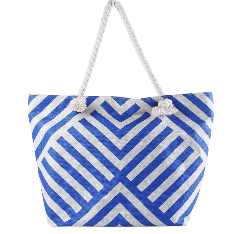 Waterproof Beach Bag with Geometric Design (Single)
