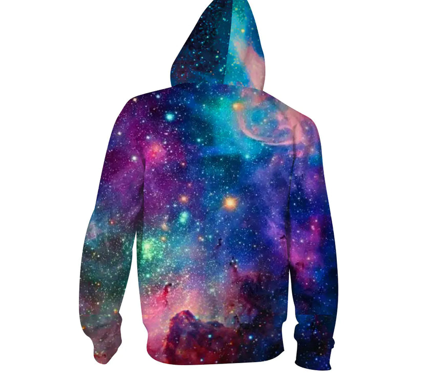 Digital Print Starry Hooded Sweatshirt for Men
