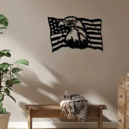 Eagle Flag Metal Wall Decor