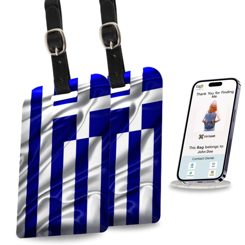 Smart Bag Security Tag - Greece Flag [Pack 2]-0