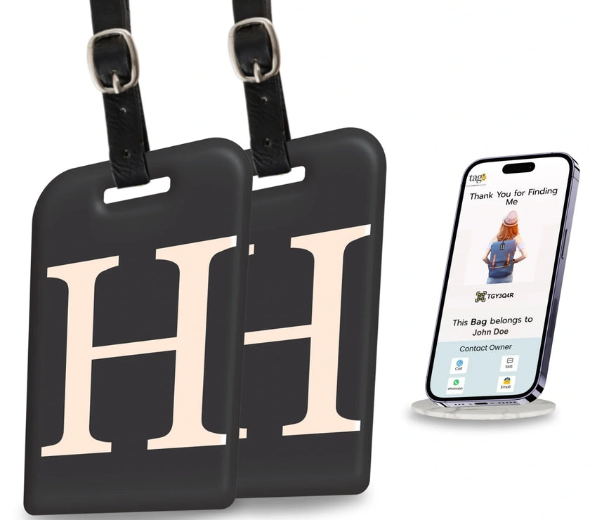 personalized initials bag tag