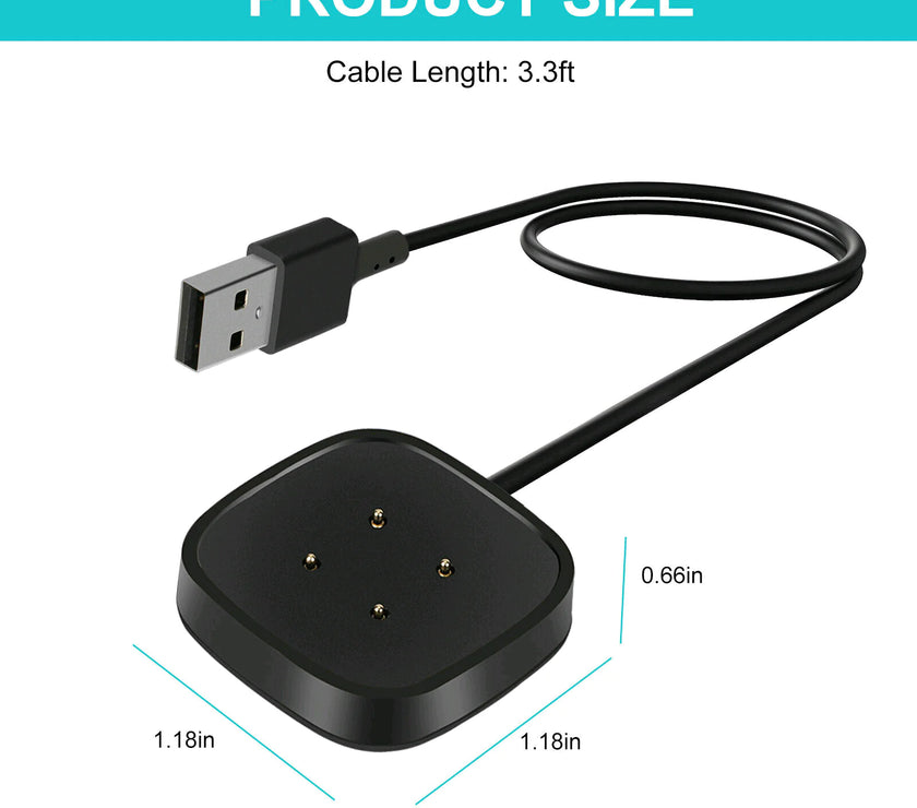 Wireless Charger For Fitbit Sense Versa 3 4 Watch USB Fast Charging Dock Cable