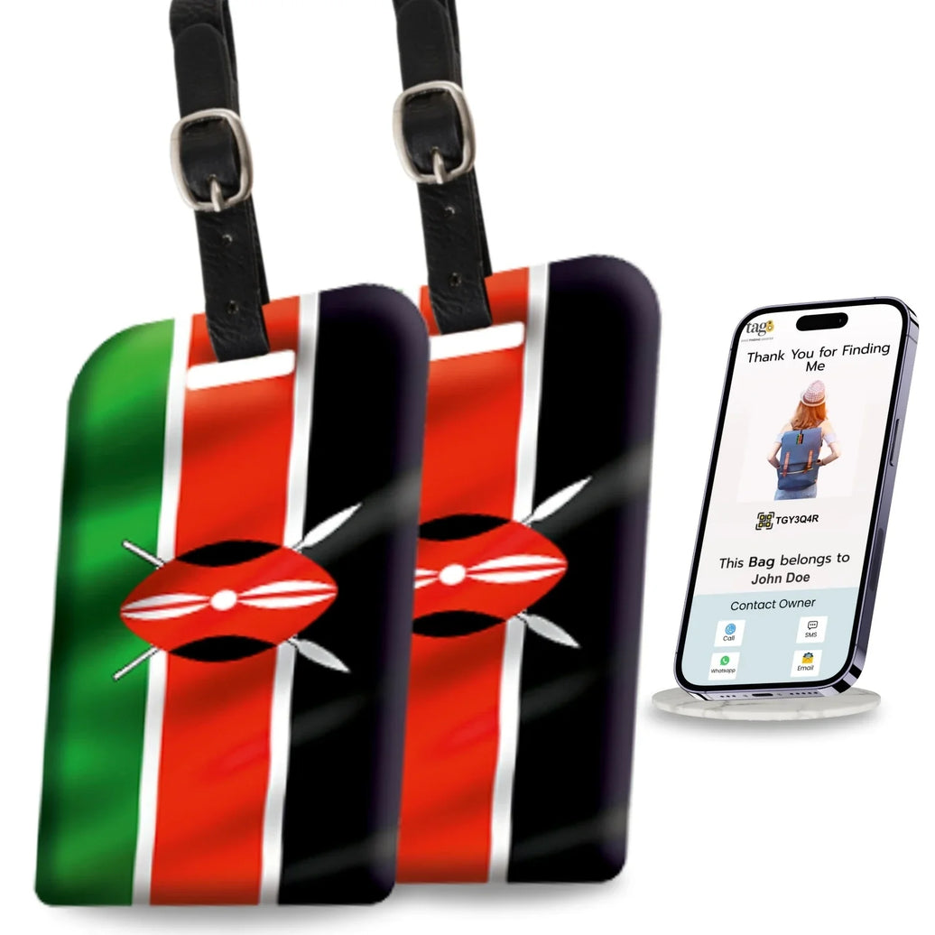 Smart Bag Security Tag - Kenya Flag [Pack 2]-0