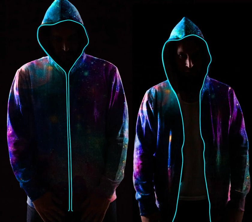 Digital Print Starry Hooded Sweatshirt for Men
