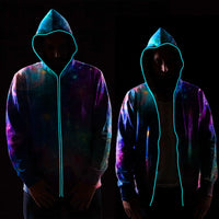 Digital Print Starry Hooded Sweatshirt for Men