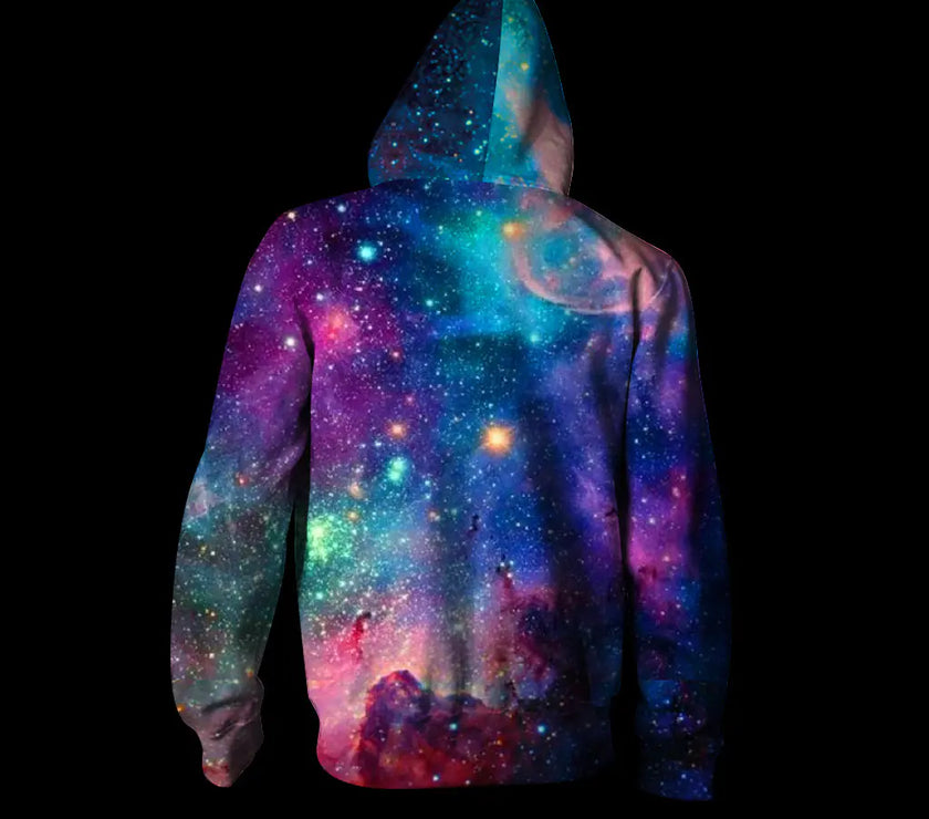 Digital Print Starry Hooded Sweatshirt for Men