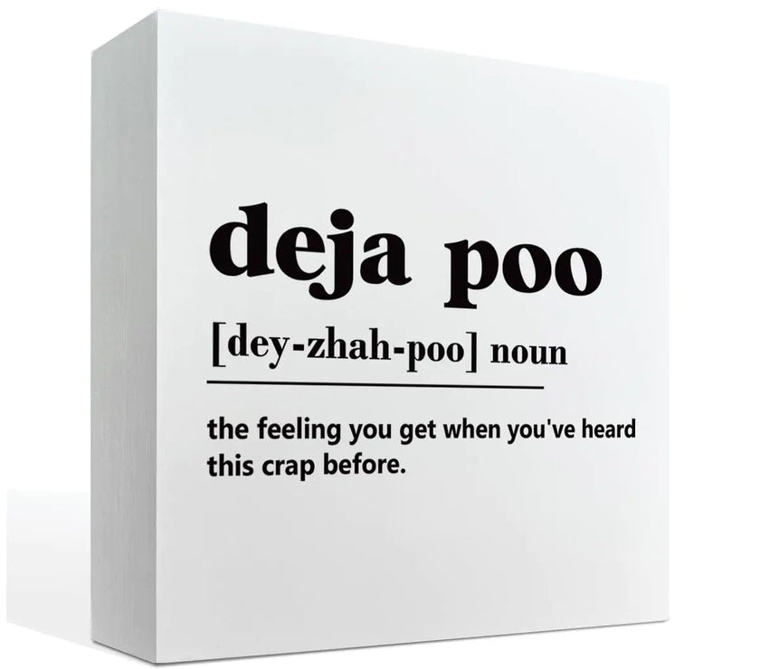 Bathroom Decor Sign - Deja Poo Box Sign Tabletop Decor White Box Sign Decor Toilet Rude Art Funny Bathroom Prints Freestanding Bathroom Table Sign Farmhouse Home Bathroom Decor for Shelf