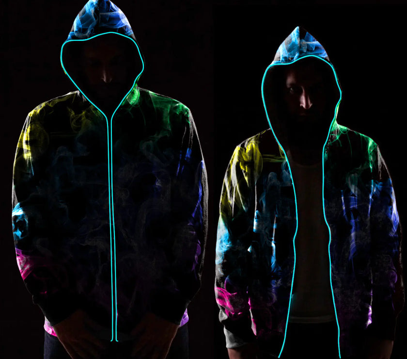 Digital Print Starry Hooded Sweatshirt for Men