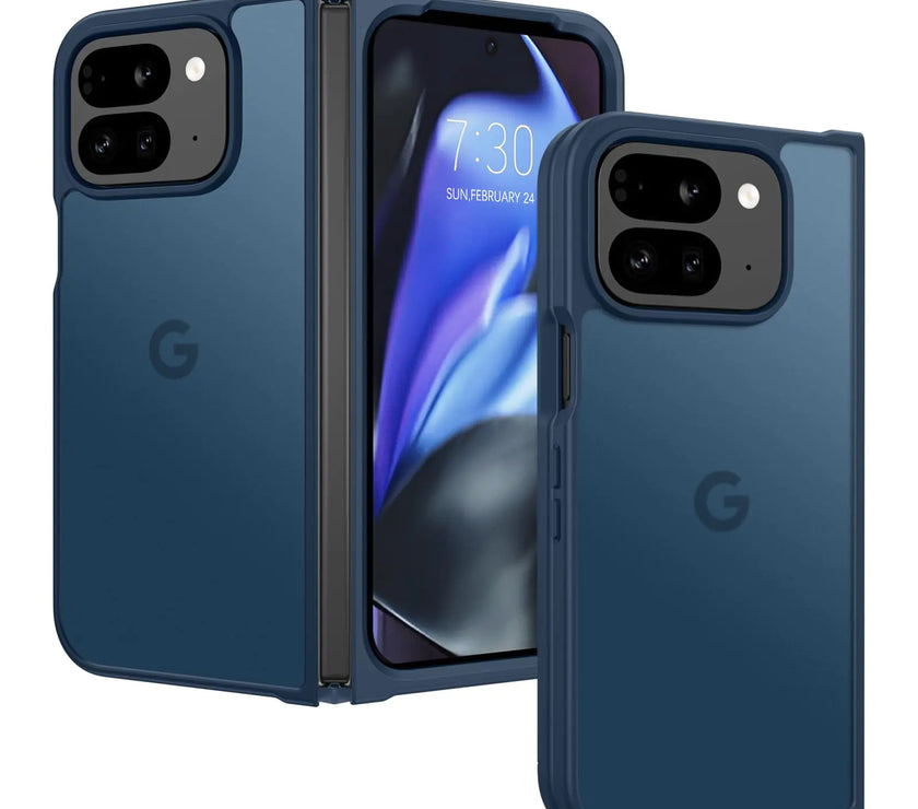 BENTOBEN for Google Pixel 9 Pro Fold Case, Translucent Matte Reveal Logo Slim Thin Shockproof Anti-Yellow Lightweight Women Men Boys Girls Protective Phone Cover Cases for Pixel 9 Pro Fold, Navy Blue