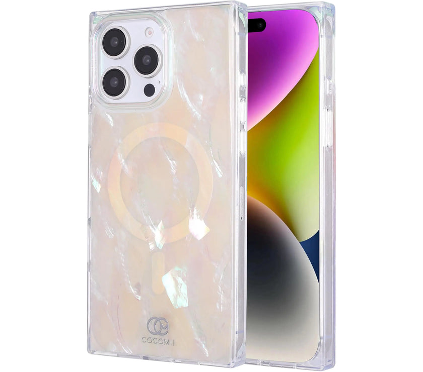 Cocomii - Rectangle Case Compatible with iPhone 13 - Compatible with MagSafe, Real Mother of Pearl, Opalescent Seashell, Glossy, Magnetic Phone Case for iPhone 13 6.1 inch, Iridescent