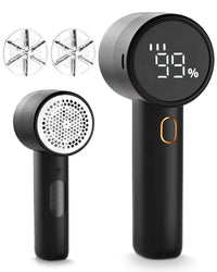 Fabric Shaver Lint Remover Rechargeable Electric Portable Sweater Defuzzer with 3 Speeds 6 Leaf Blades Digital LED Display to Remove Pilling for Clothes Furniture Sweater Couch Blanket