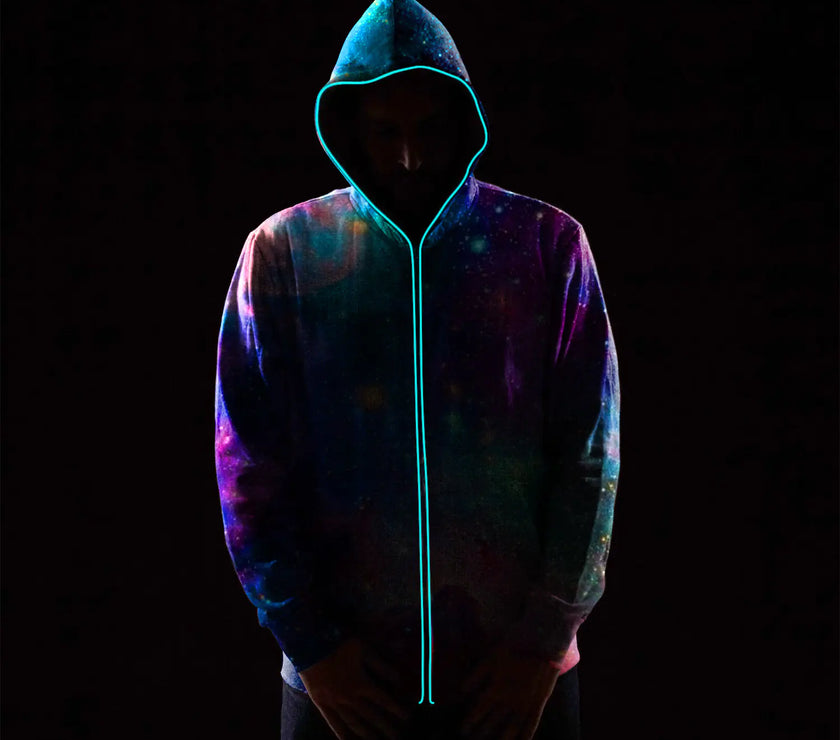 Digital Print Starry Hooded Sweatshirt for Men