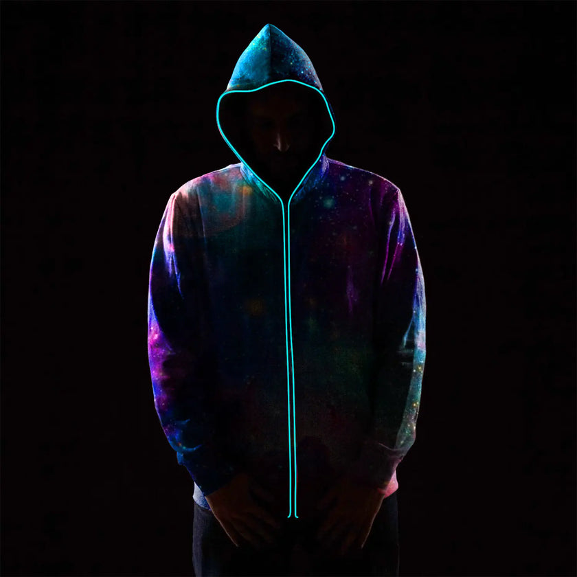 Digital Print Starry Hooded Sweatshirt for Men