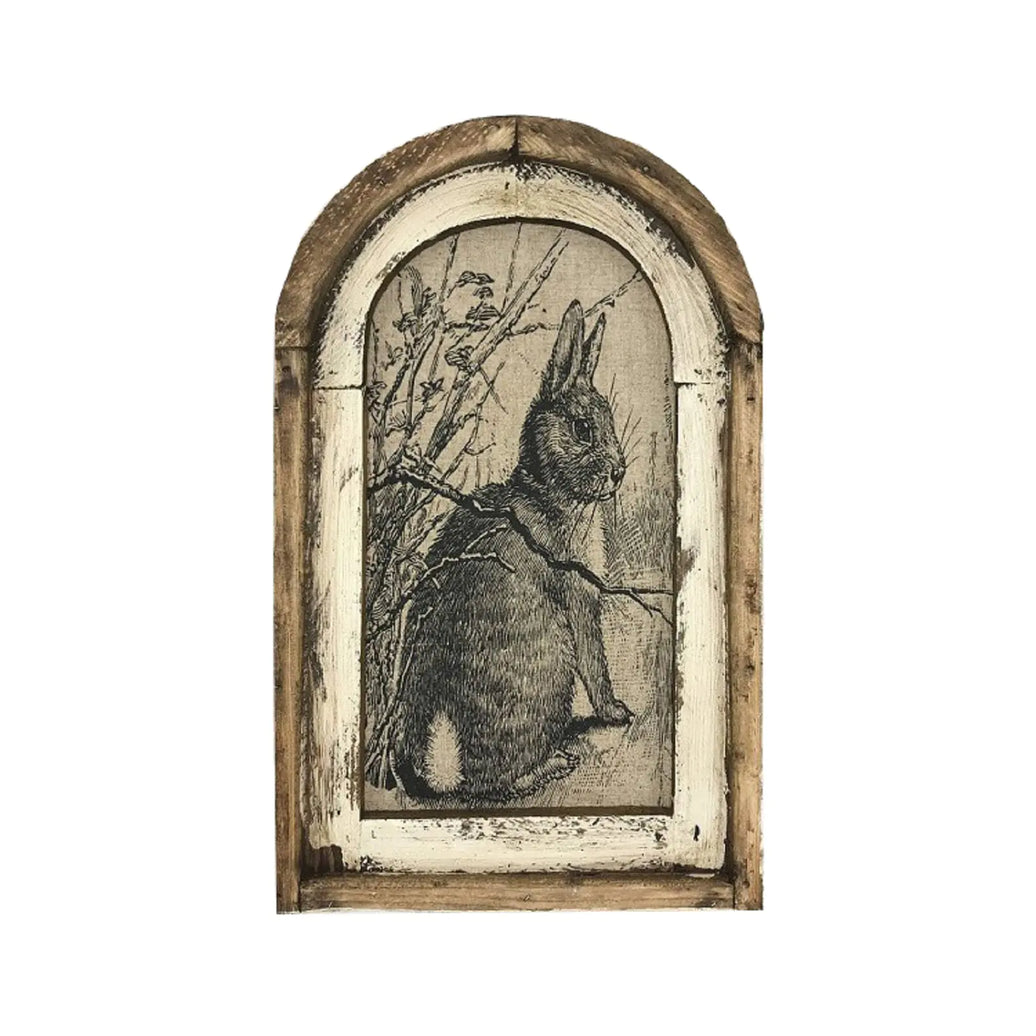 12 * 8 Inch Bunny Decor French Country Decor Rabbit Wall Art Rustic Farmhouse Decor Rustic Wooden Vintage Wall Decor with Frame Bunny Rabbit Art Poster for Home and Easter Decoration (A)