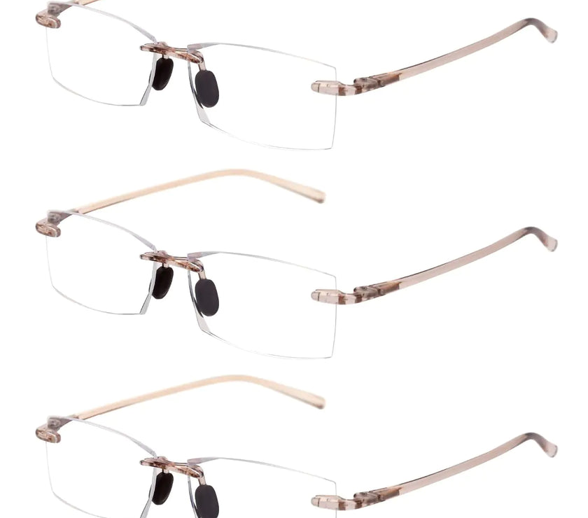 TERAISE Rimless Reading Glasses Comfortable Lightweight Frameless Reader 3 Pack Men and Women Blue Light Blocking Computer Eyeglasses(3.0X)